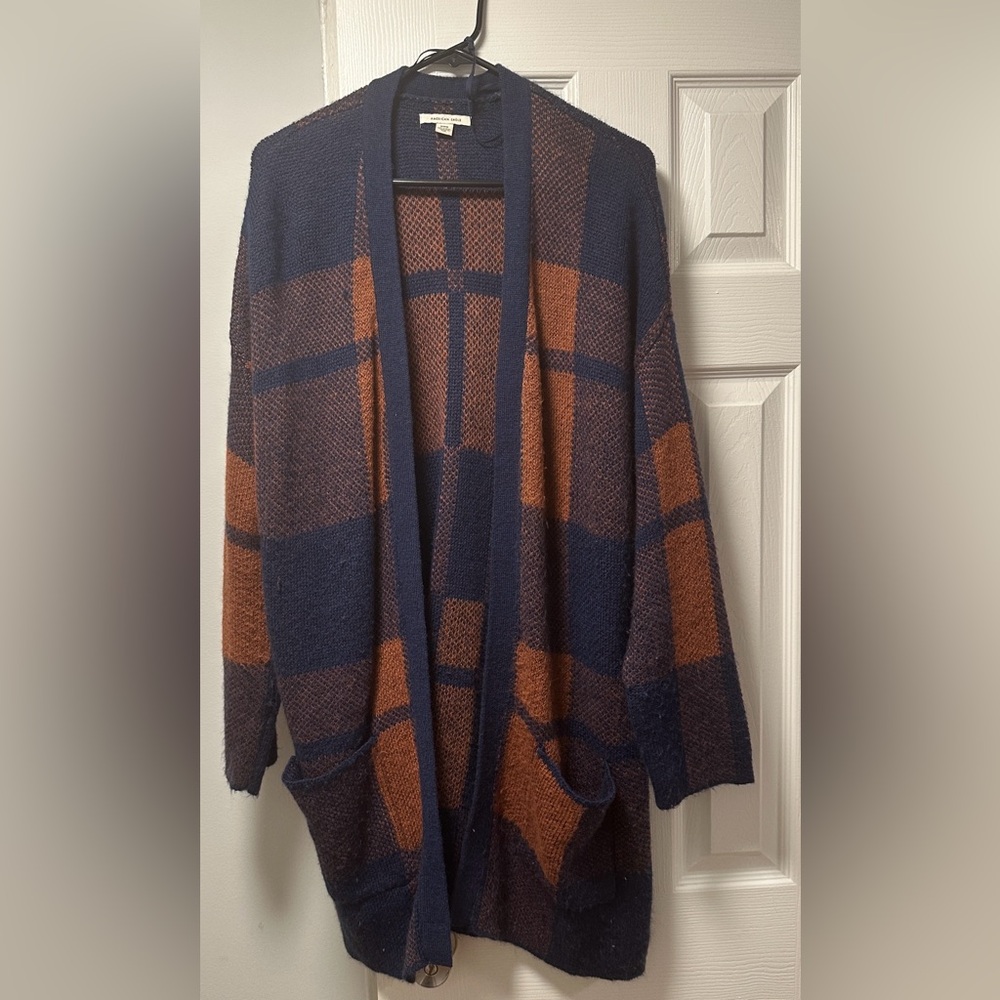 American Eagle Outfitters Blue and Rust Cardigan